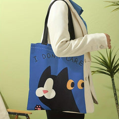Black Cat Print Tote Bag Large Travel Beach Shoulder Bag