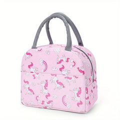 Cartoon Pattern Zipper Storage Handbag Lightweight Lun Bag For Work