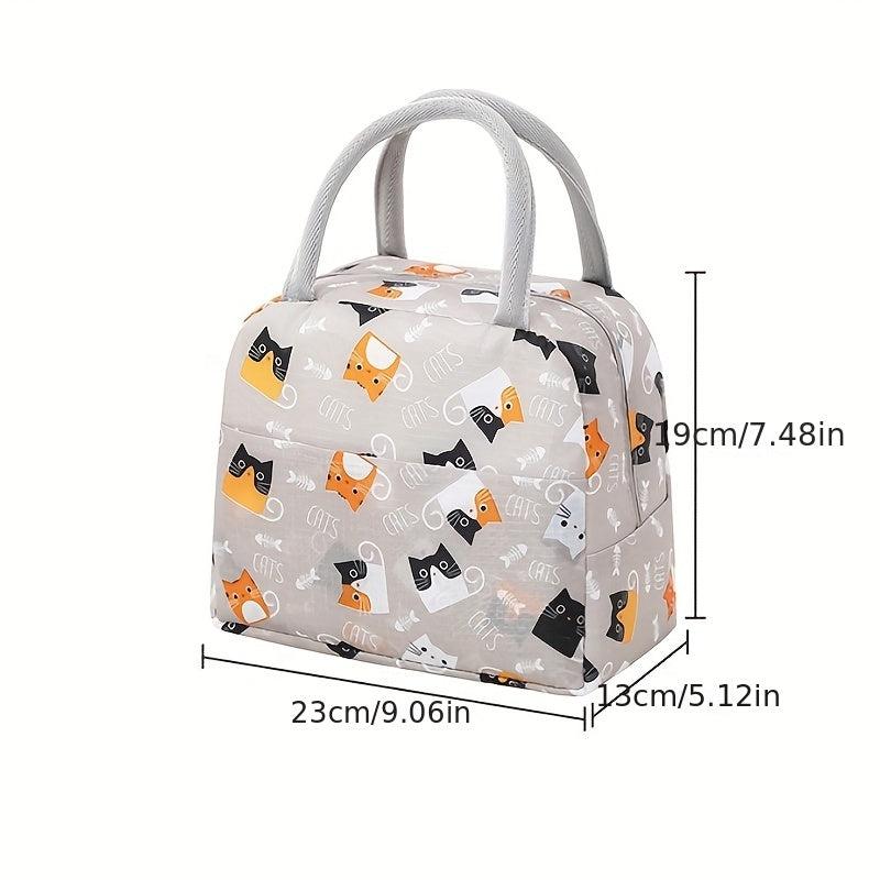 Cartoon Pattern Zipper Storage Handbag Lightweight Lun Bag For Work