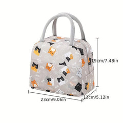 Cartoon Pattern Zipper Storage Handbag Lightweight Lun Bag For Work
