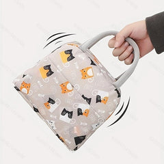 Cartoon Pattern Zipper Storage Handbag Lightweight Lun Bag For Work