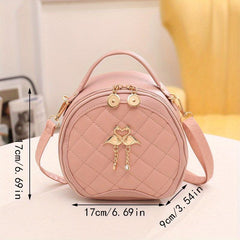 Quilted Round Crossbody Bag PU Leather Shoulder Bag
