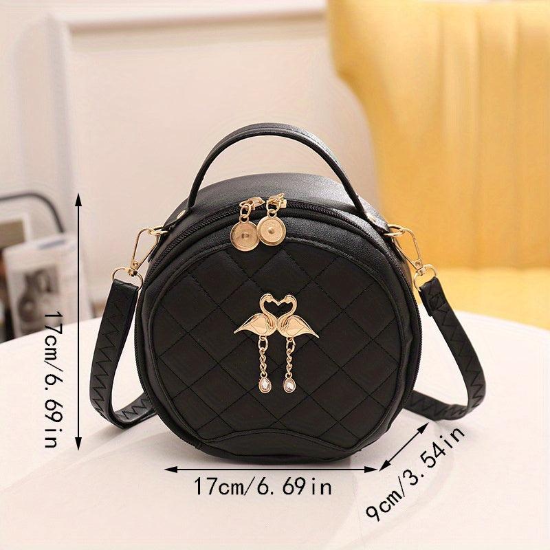 Quilted Round Crossbody Bag PU Leather Shoulder Bag