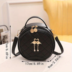Quilted Round Crossbody Bag PU Leather Shoulder Bag