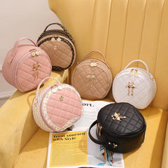 Quilted Round Crossbody Bag PU Leather Shoulder Bag