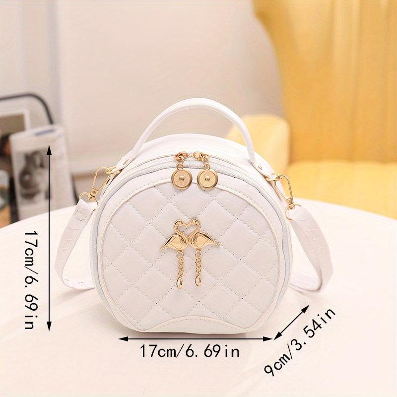Quilted Round Crossbody Bag PU Leather Shoulder Bag