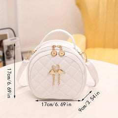 Quilted Round Crossbody Bag PU Leather Shoulder Bag
