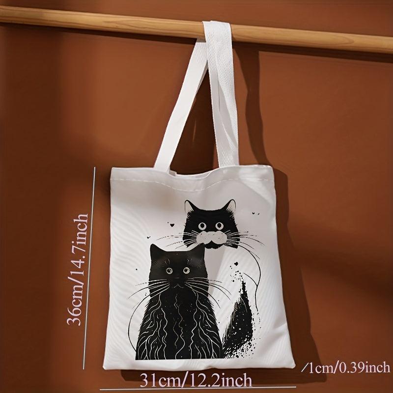 Cats Print Canvas Tote Bag Travel Beach Shoulder Bag