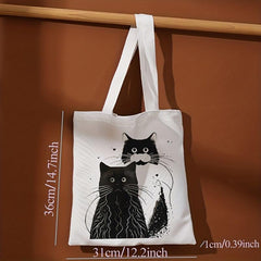 Cats Print Canvas Tote Bag Travel Beach Shoulder Bag