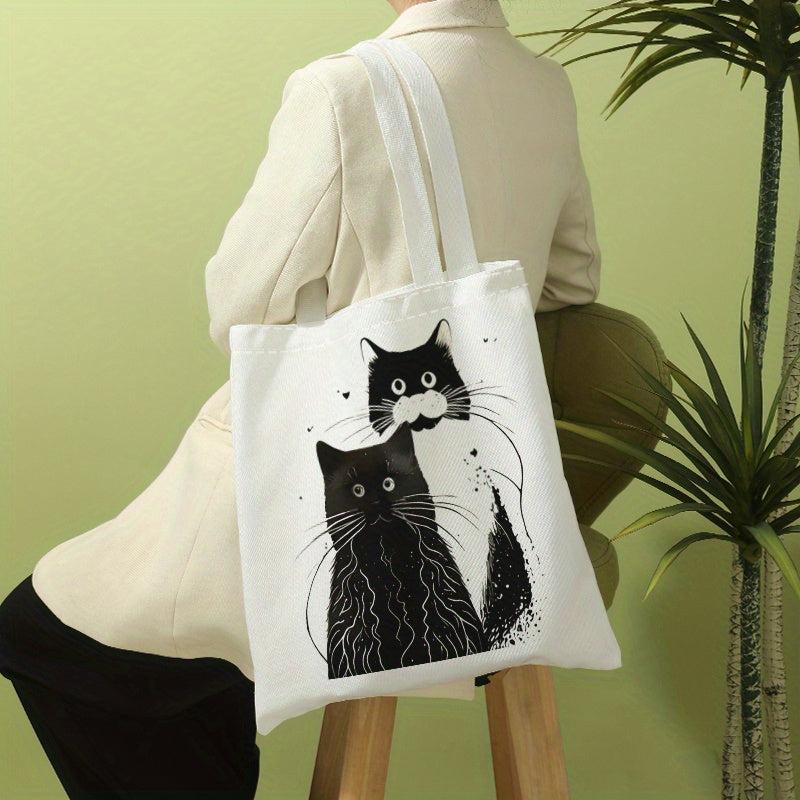 Cats Print Canvas Tote Bag Travel Beach Shoulder Bag