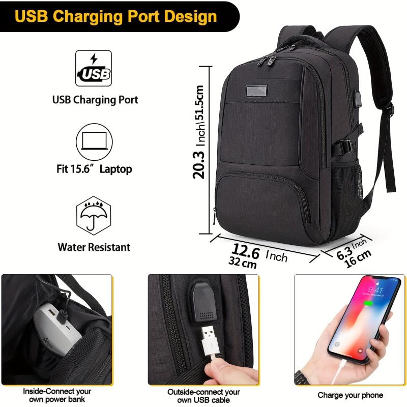 Men's Business Travel Notebook Backpack USB Charging Interface