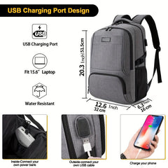 Men's Business Travel Notebook Backpack USB Charging Interface