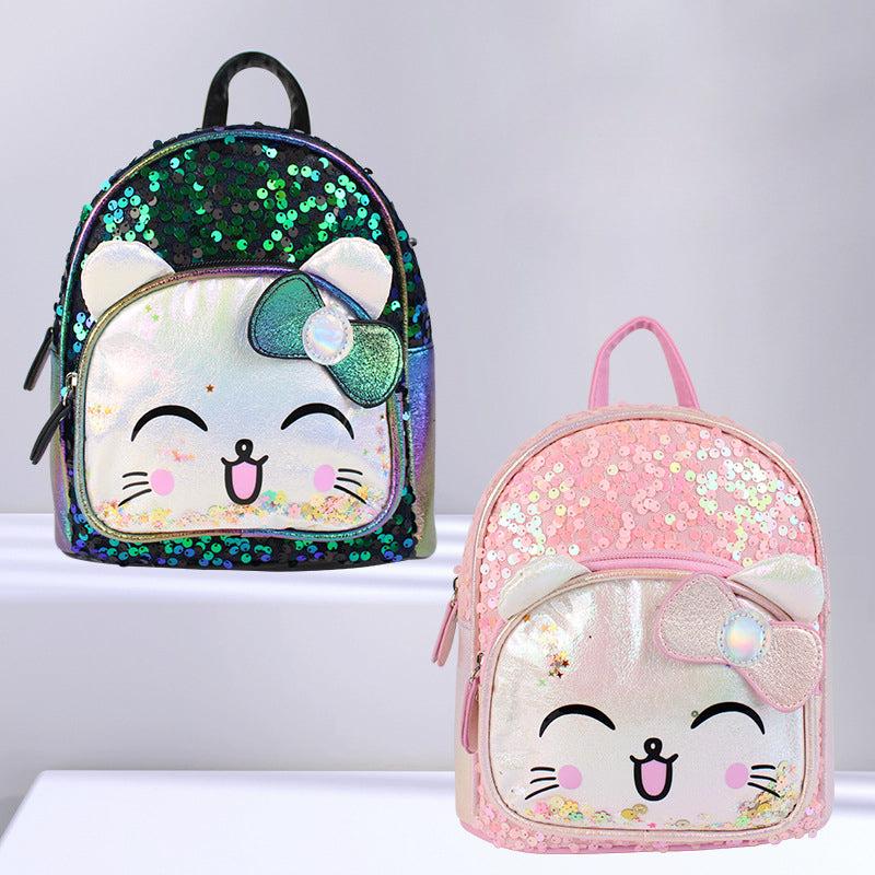 Kitten Shape Backpack With Colorful Sequins for Kids
