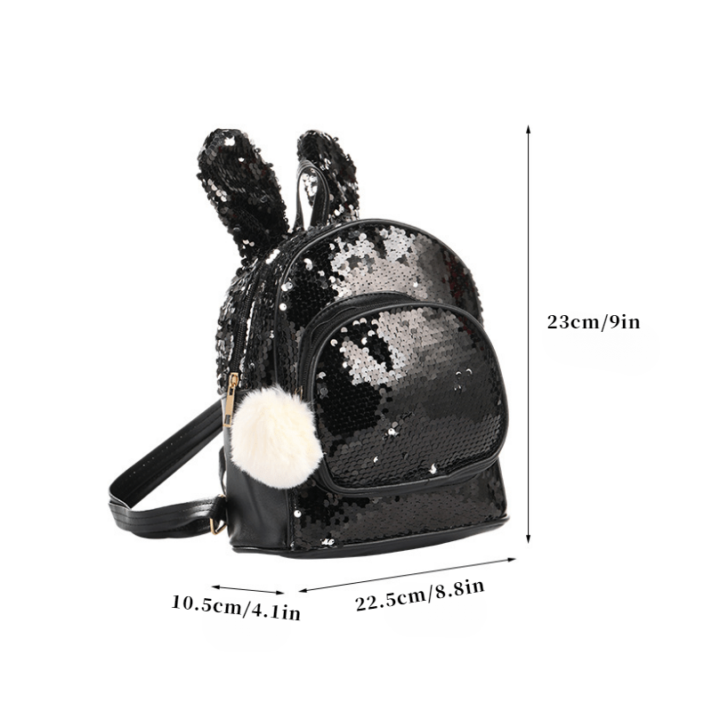 Colorful Rabbit Children's Backpack Plush Ball Sequin Changing