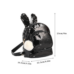 Colorful Rabbit Children's Backpack Plush Ball Sequin Changing