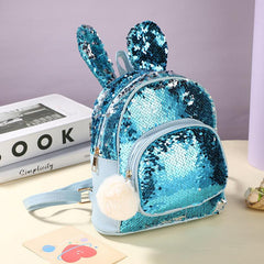 Colorful Rabbit Children's Backpack Plush Ball Sequin Changing