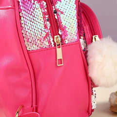 Colorful Rabbit Children's Backpack Plush Ball Sequin Changing