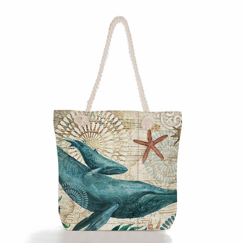 Turtle Print Tote Bag Heavy Duty Reusable Shopping Beach Shoulder Bag