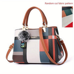 Block Plaid Tote Bag Crossbody Women's Handbag