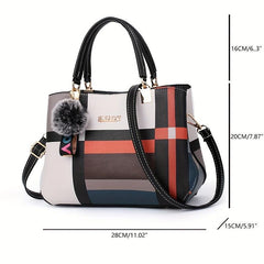 Block Plaid Tote Bag Crossbody Women's Handbag