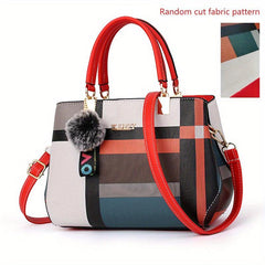 Block Plaid Tote Bag Crossbody Women's Handbag