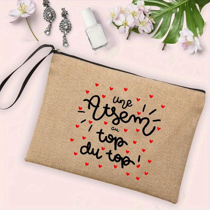 French Print Cosmetic Bag Travel Toiletry Bag