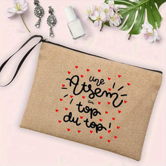 French Print Cosmetic Bag Travel Toiletry Bag