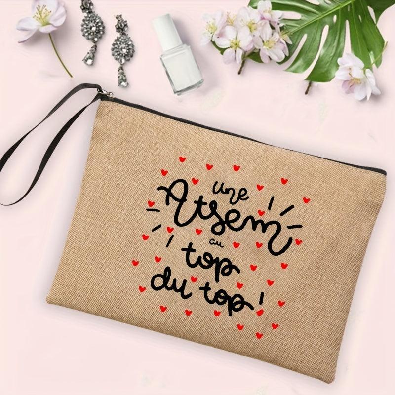 French Print Cosmetic Bag Travel Toiletry Bag