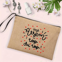 French Print Cosmetic Bag Travel Toiletry Bag