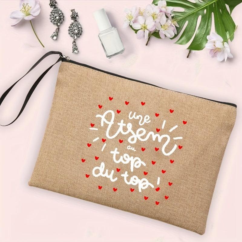 French Print Cosmetic Bag Travel Toiletry Bag