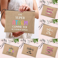 French Print Cosmetic Bag Travel Toiletry Bag