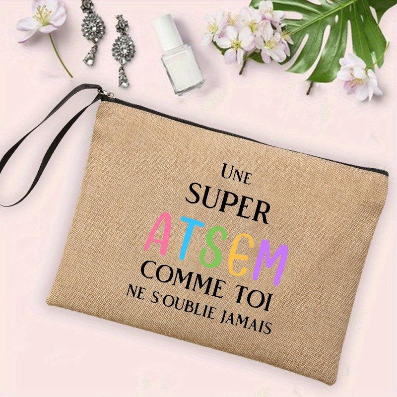 French Print Cosmetic Bag Travel Toiletry Bag