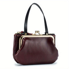 Solid Small Handbag Lightweight All Match Kiss Lock & Zipper Pocket Bag
