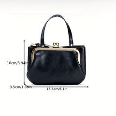 Solid Small Handbag Lightweight All Match Kiss Lock & Zipper Pocket Bag
