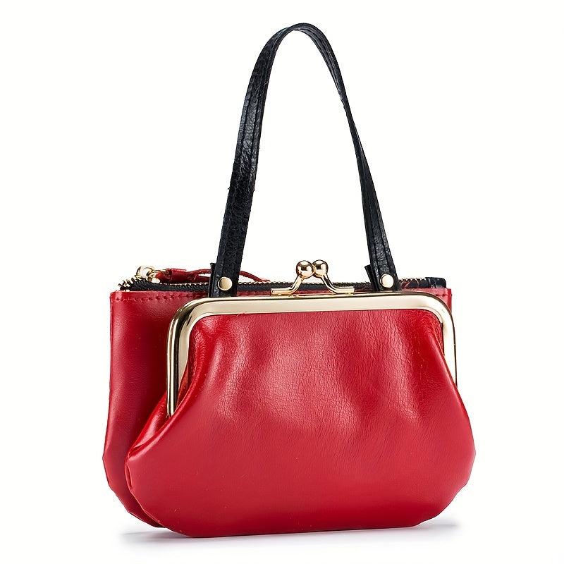 Solid Small Handbag Lightweight All Match Kiss Lock & Zipper Pocket Bag