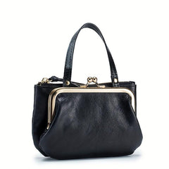 Solid Small Handbag Lightweight All Match Kiss Lock & Zipper Pocket Bag