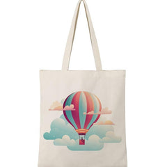 Hot Air Balloon Pattern Canvas Shoulder Bag Lightweight Shopping Bag