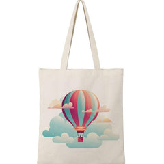 Hot Air Balloon Pattern Canvas Shoulder Bag Lightweight Shopping Bag