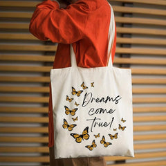 Butterfly Print Beach Tote Bag Large Capacity Canvas Shoulder Bag