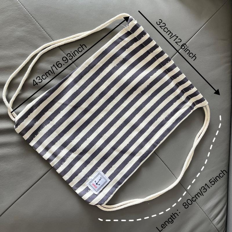 Strip Print Casual Backpack & Purse