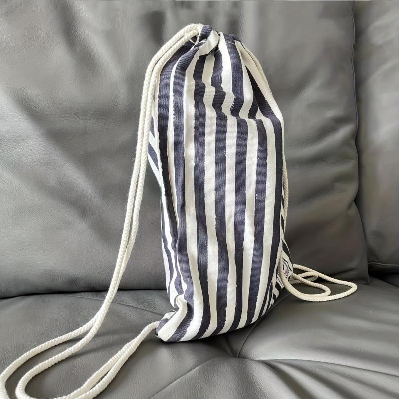 Strip Print Casual Backpack & Purse
