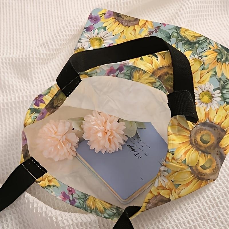 Chrysanthemum Flower Print Canvas Tote Bag Casual Travel Beach Shoulder Bag