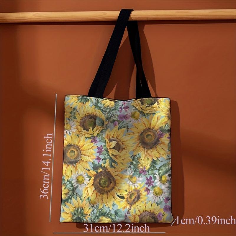 Chrysanthemum Flower Print Canvas Tote Bag Casual Travel Beach Shoulder Bag