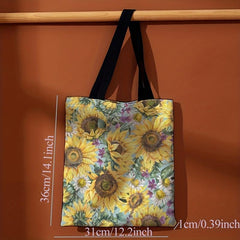 Chrysanthemum Flower Print Canvas Tote Bag Casual Travel Beach Shoulder Bag