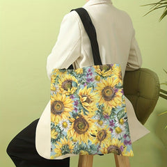 Chrysanthemum Flower Print Canvas Tote Bag Casual Travel Beach Shoulder Bag