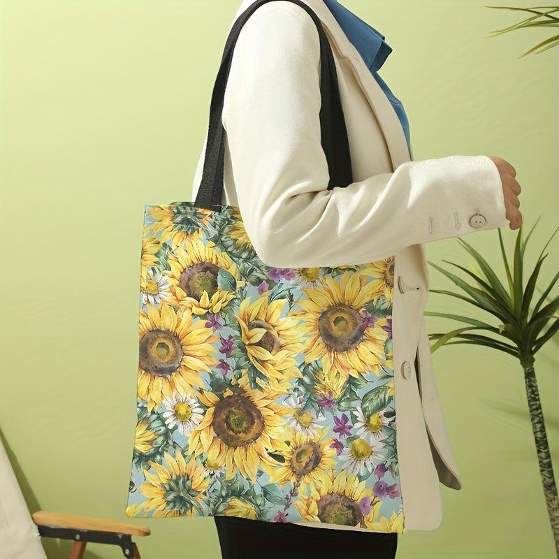 Chrysanthemum Flower Print Canvas Tote Bag Casual Travel Beach Shoulder Bag