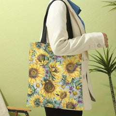 Chrysanthemum Flower Print Canvas Tote Bag Casual Travel Beach Shoulder Bag