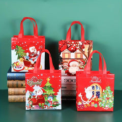 4 Pcs Christmas Pattern Storage Handbags Non-woven Gift Bags