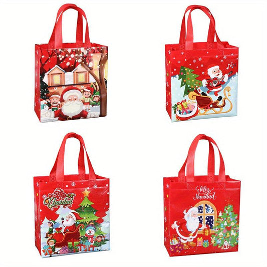 4 Pcs Christmas Pattern Storage Handbags Non-woven Gift Bags