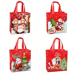 4 Pcs Christmas Pattern Storage Handbags Non-woven Gift Bags